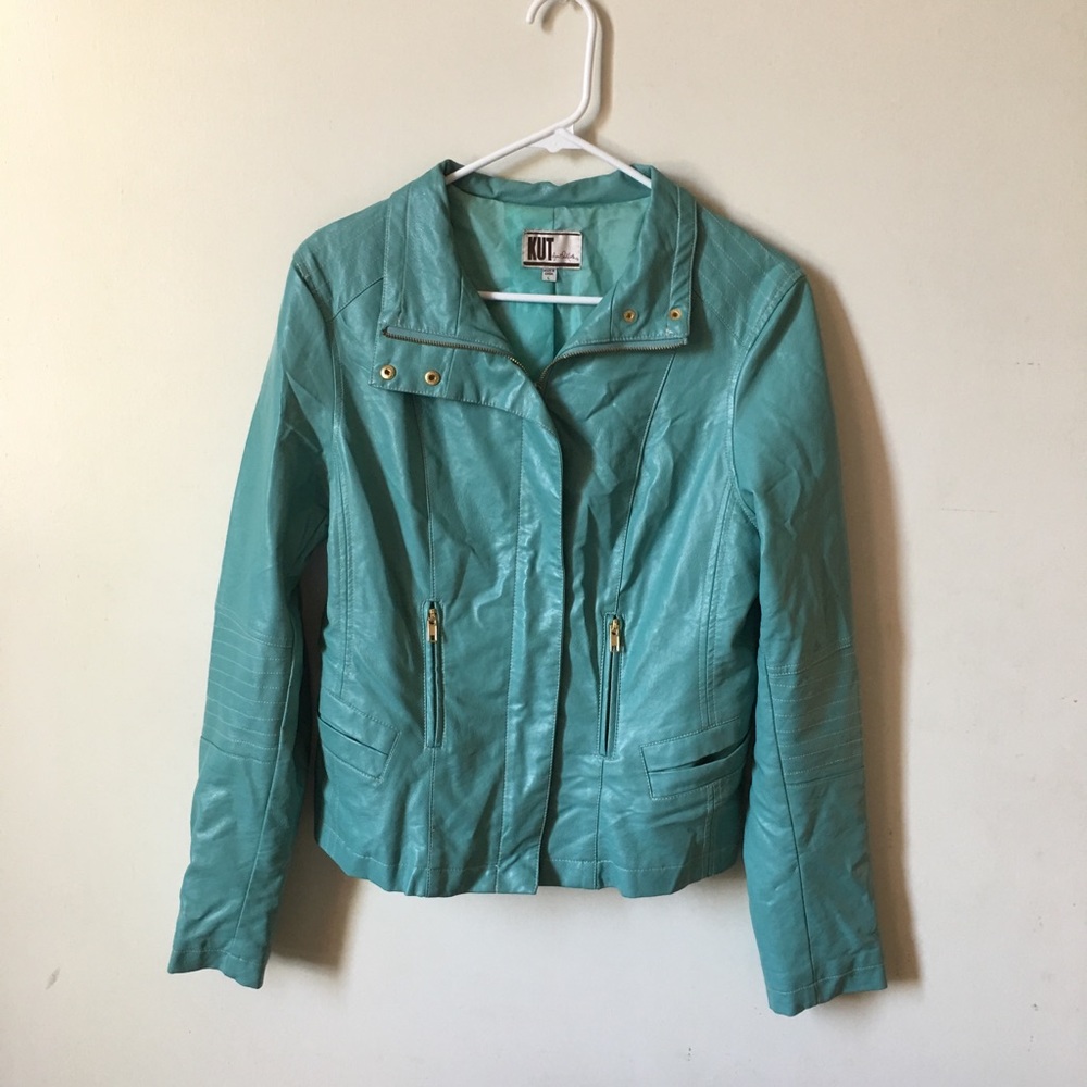 Kut From The Kloth Turquoise Leather Jacket
